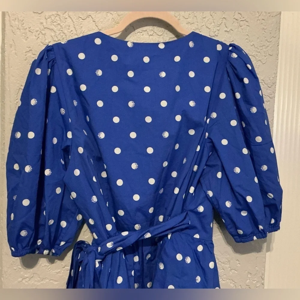 Lilly Pulitzer Blue and White Polka Kara Cotton Wrap Top (NWT)